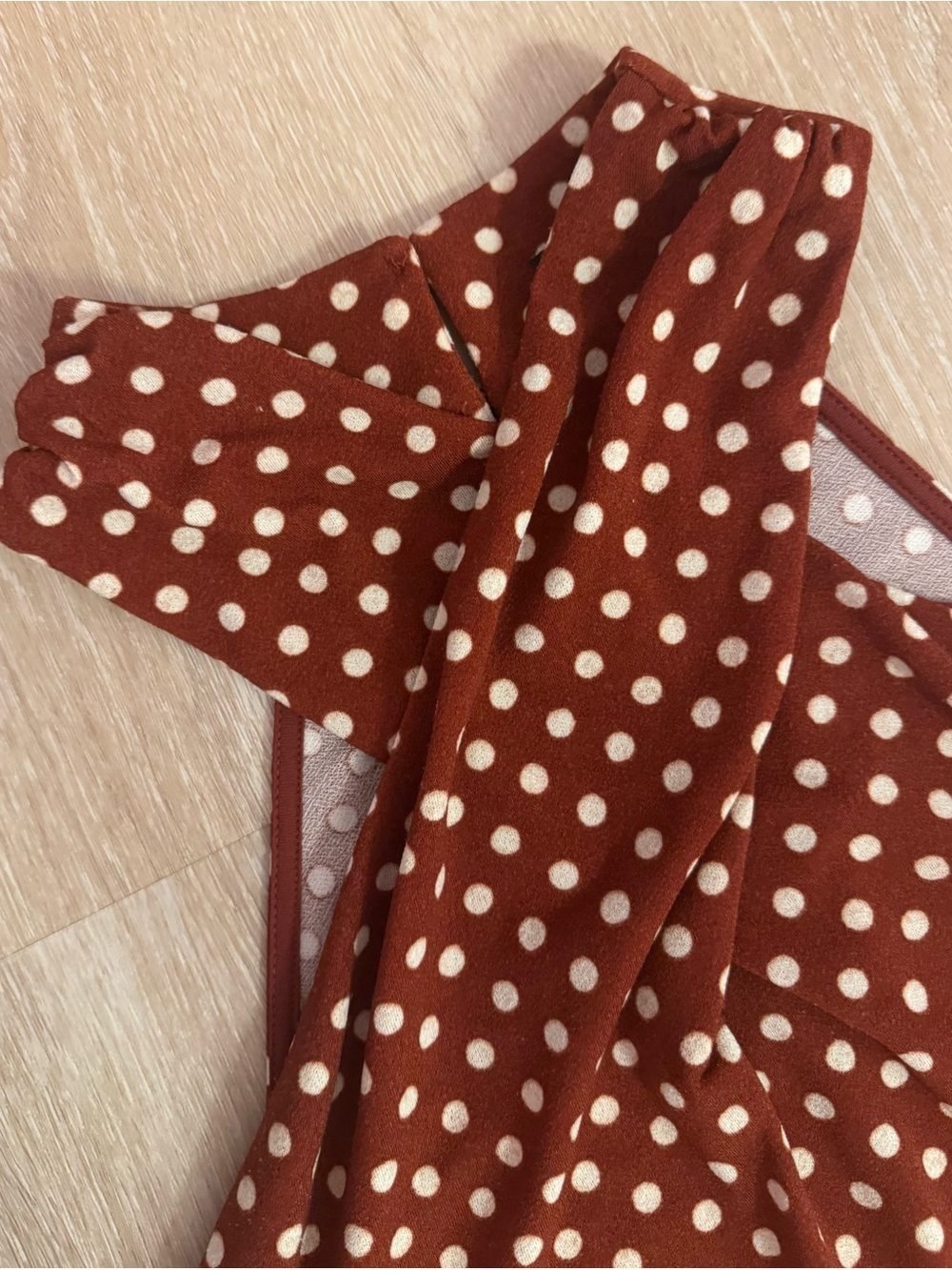 Ann Taylor Rust Dress with Cream Polka Dots